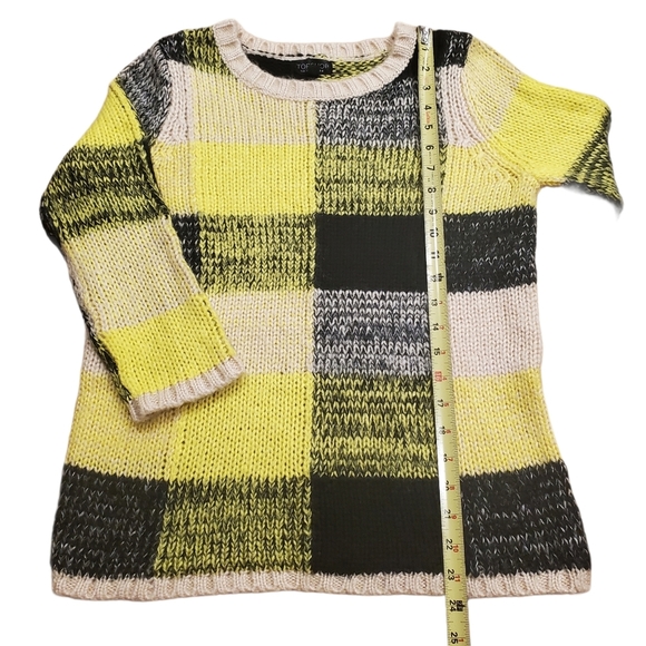 Women's Topshop Crew Neck Pullover Colorblock Sweater Sz US 4 Yellow Black Beige - Picture 7 of 12